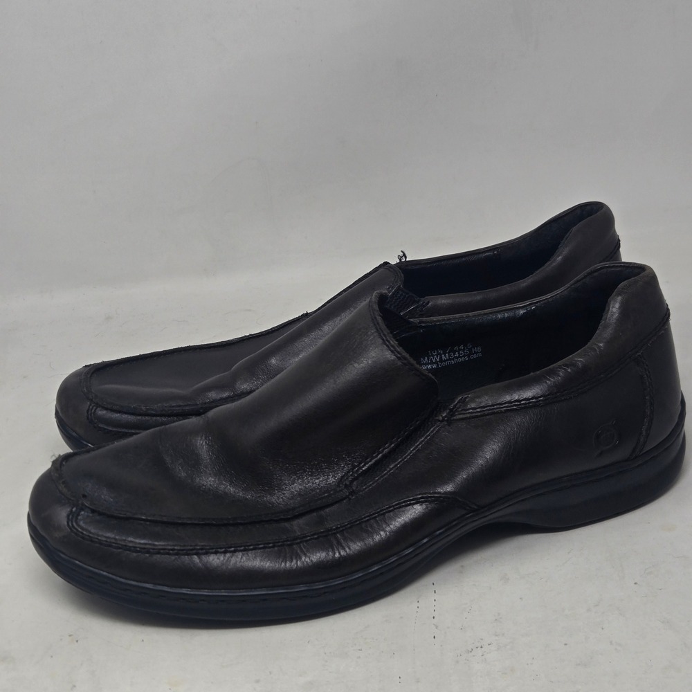 Born Mens Slip On Loafers Leather Moc Toe Shoes Dark Brown Black M3455 10.5 44.5 - Picture 6 of 10